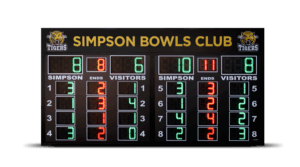 AusSport premium lawn bowls scoreboard for Simpson Bowls Club