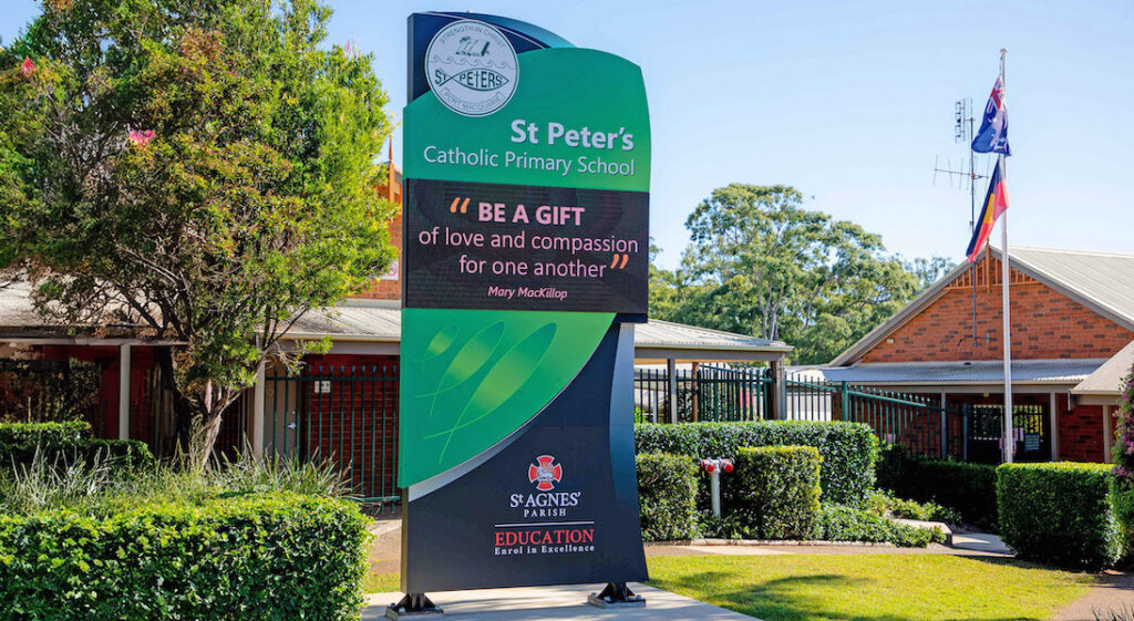 AusSport outdoor digital school sign for St Peters school